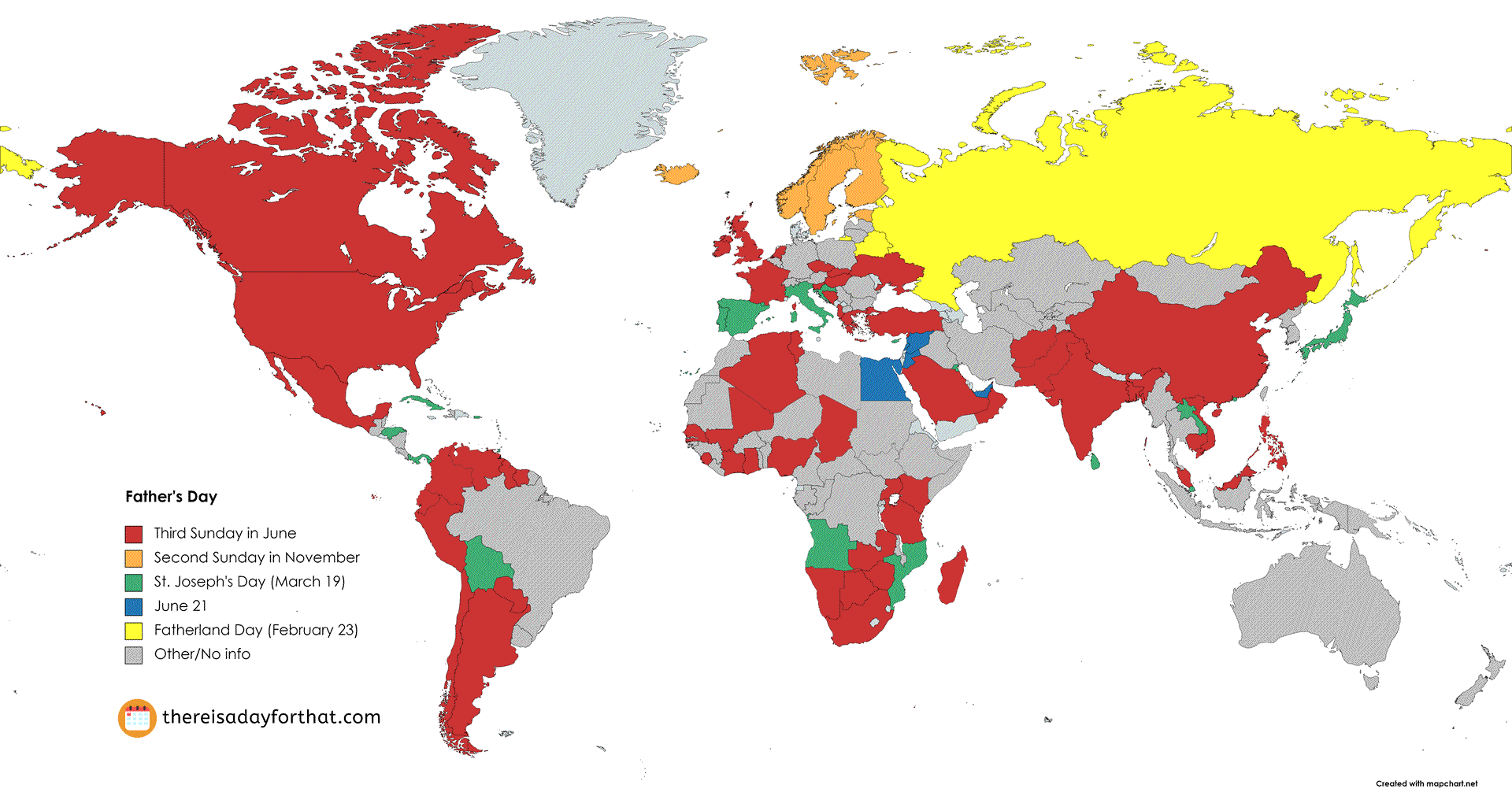 Which countries celebrate Father's Day on the third Sunday of June?