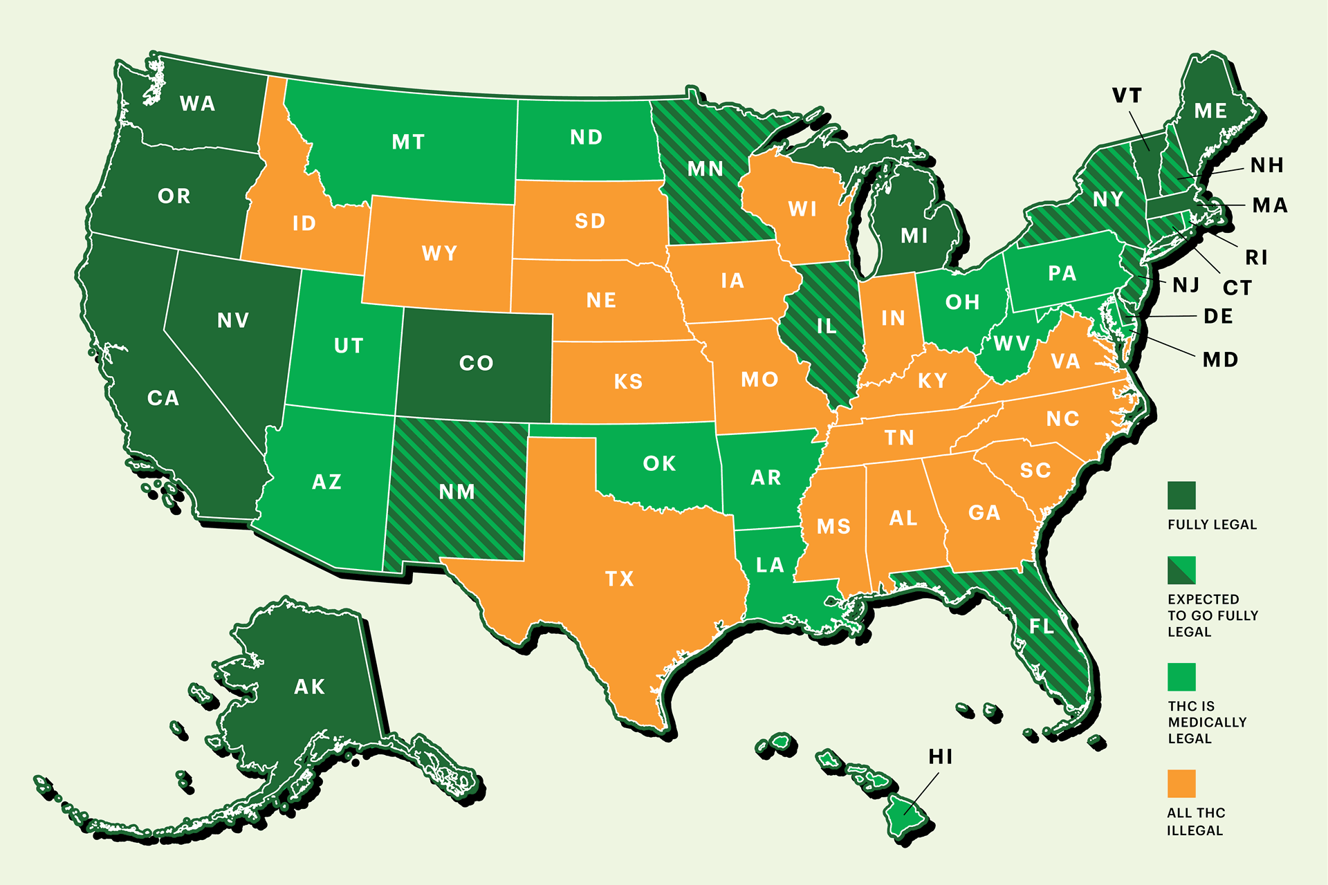 Recreational States 2025 Map - Jan Campbell